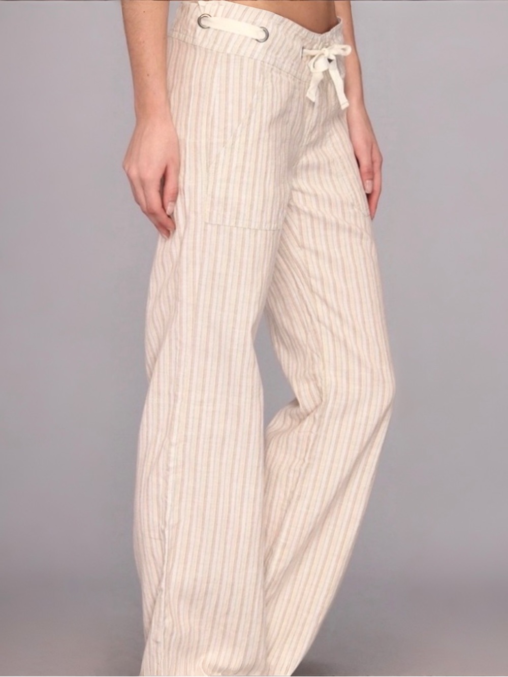 Prana Steph Wide-Leg Linen Cotton Stripe Pant | Stone | 8 - Picture 2 of 10